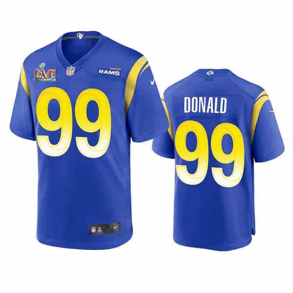 Aaron Donald #99 Los Angeles Rams Royal Super Bowl LVI Patch Stitched Game  Jersey - Jerseys For Cheap