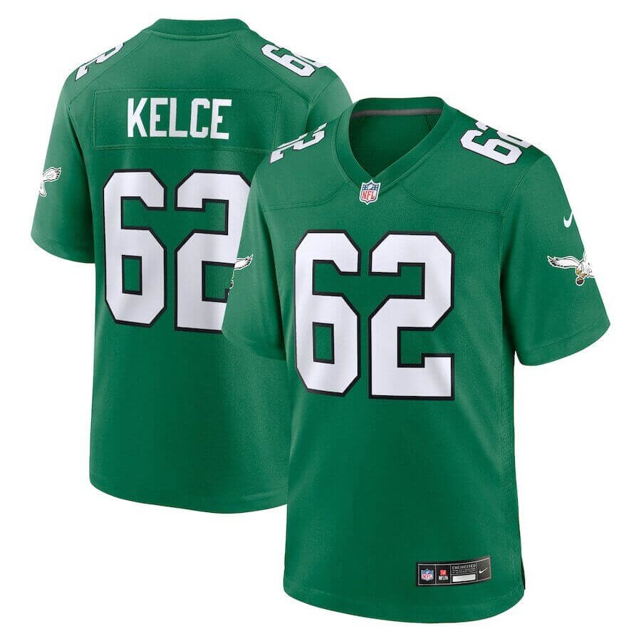 Philadelphia Eagles Jason Kelce #62 Stitched Jersey Green Player Game