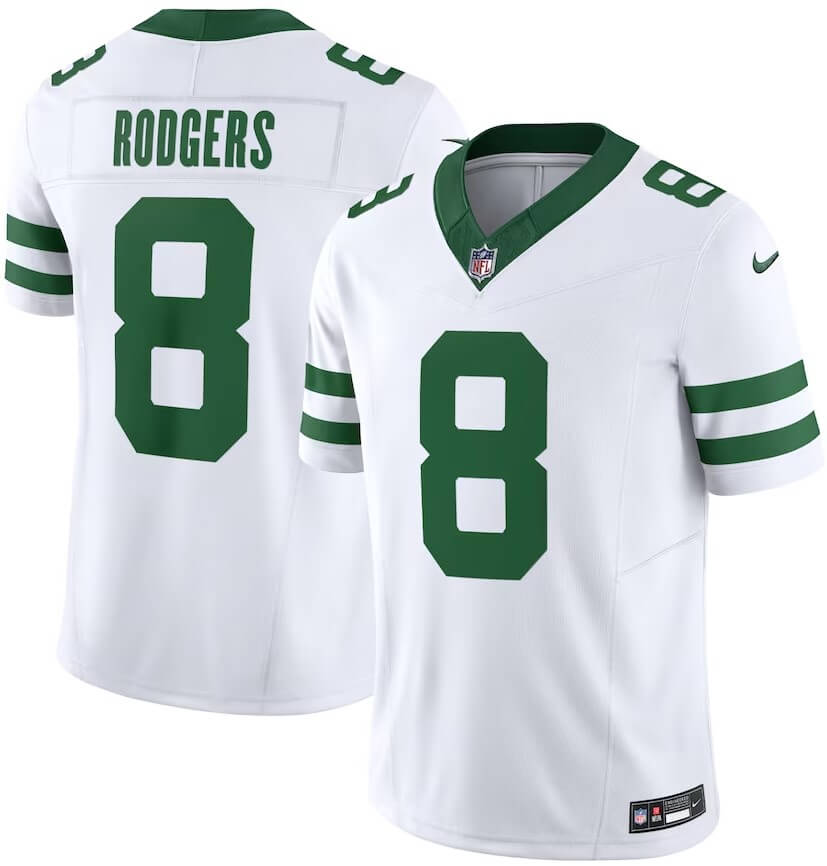 Aaron Rodgers White Jersey #8 New York Jets